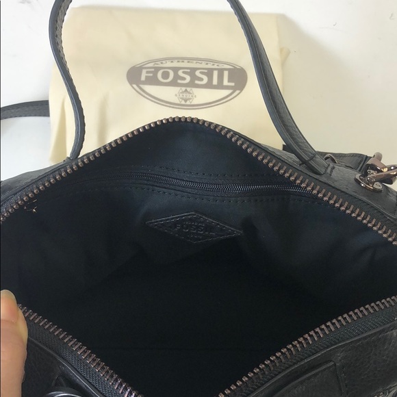 Fossil Bella Small Satchel Black Cheetah New - Picture 6 of 8